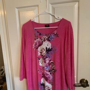 JM Collection Pink Floral Blouse